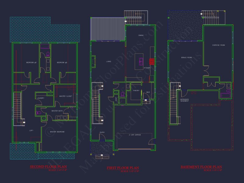 Modern Suburban house Plan with CAD Designs and 2 Floors