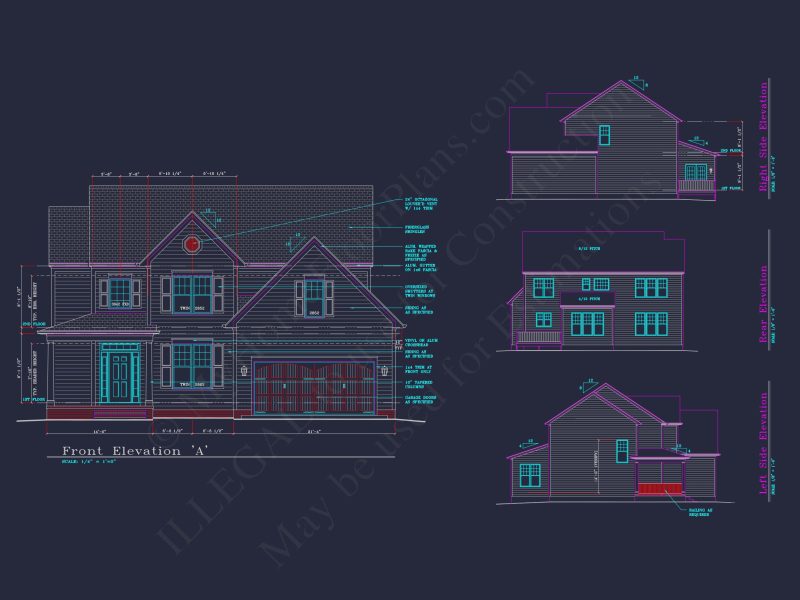 Modern Suburban house Plan: 4 Bedrooms, 2.5 Baths, CAD Designs