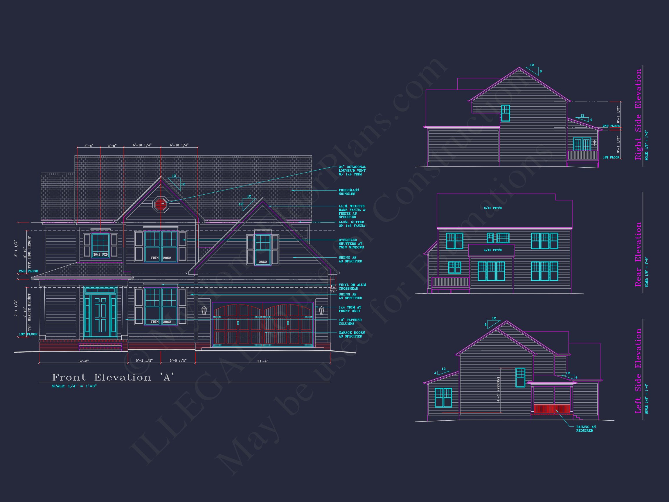 Modern Suburban house Plan: 4 Bedrooms,2.5 Baths,CAD Designs