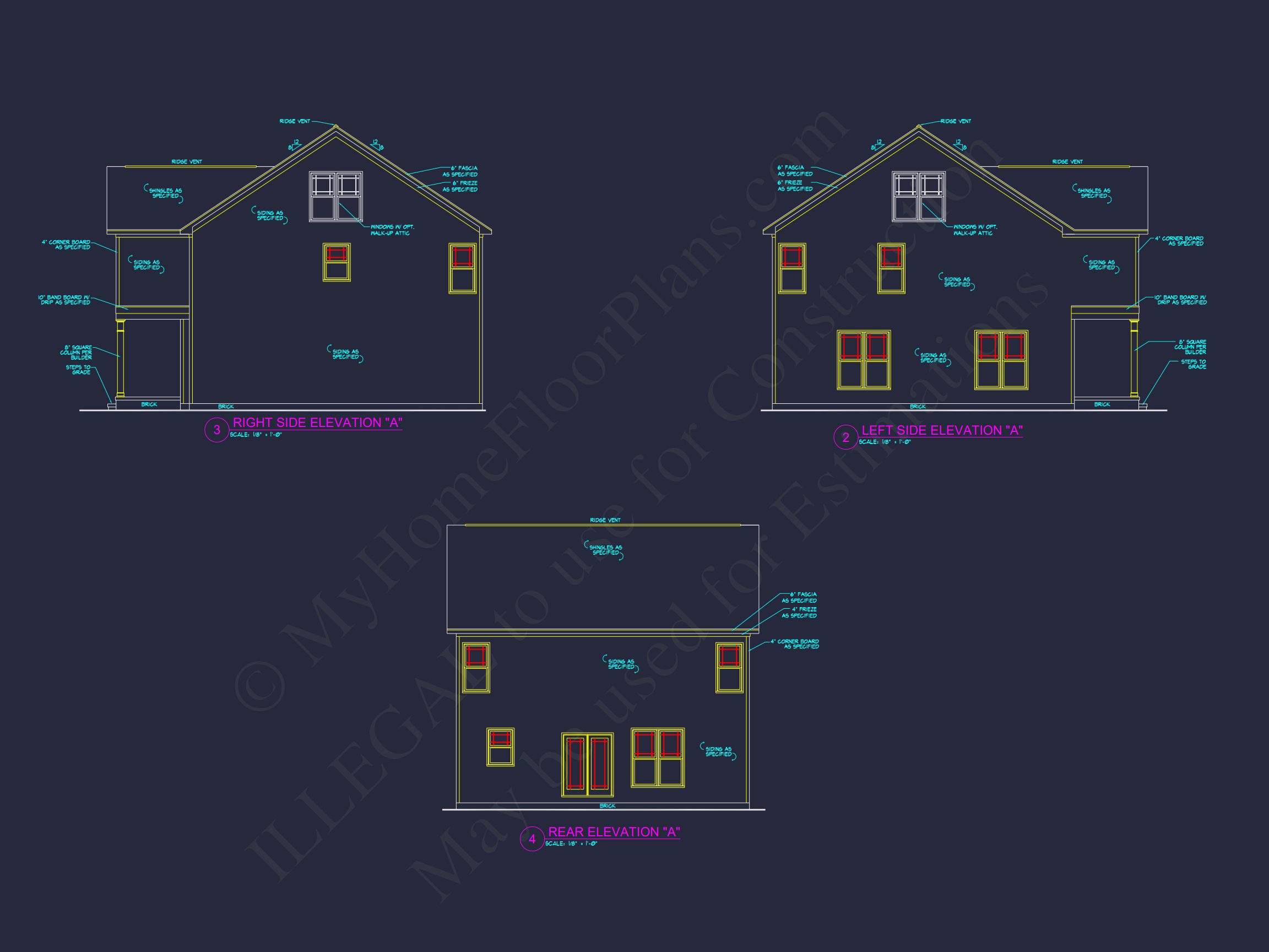 Modern Suburban house Plan with 2 Stories & 3 Bedrooms