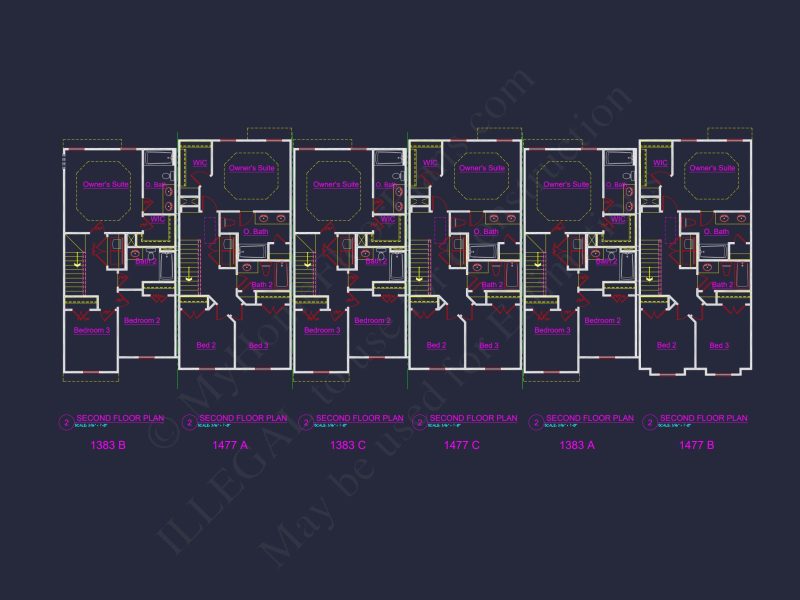 Modern Townhome Plan: Stunning 6-Unit Floor and Design Blueprint