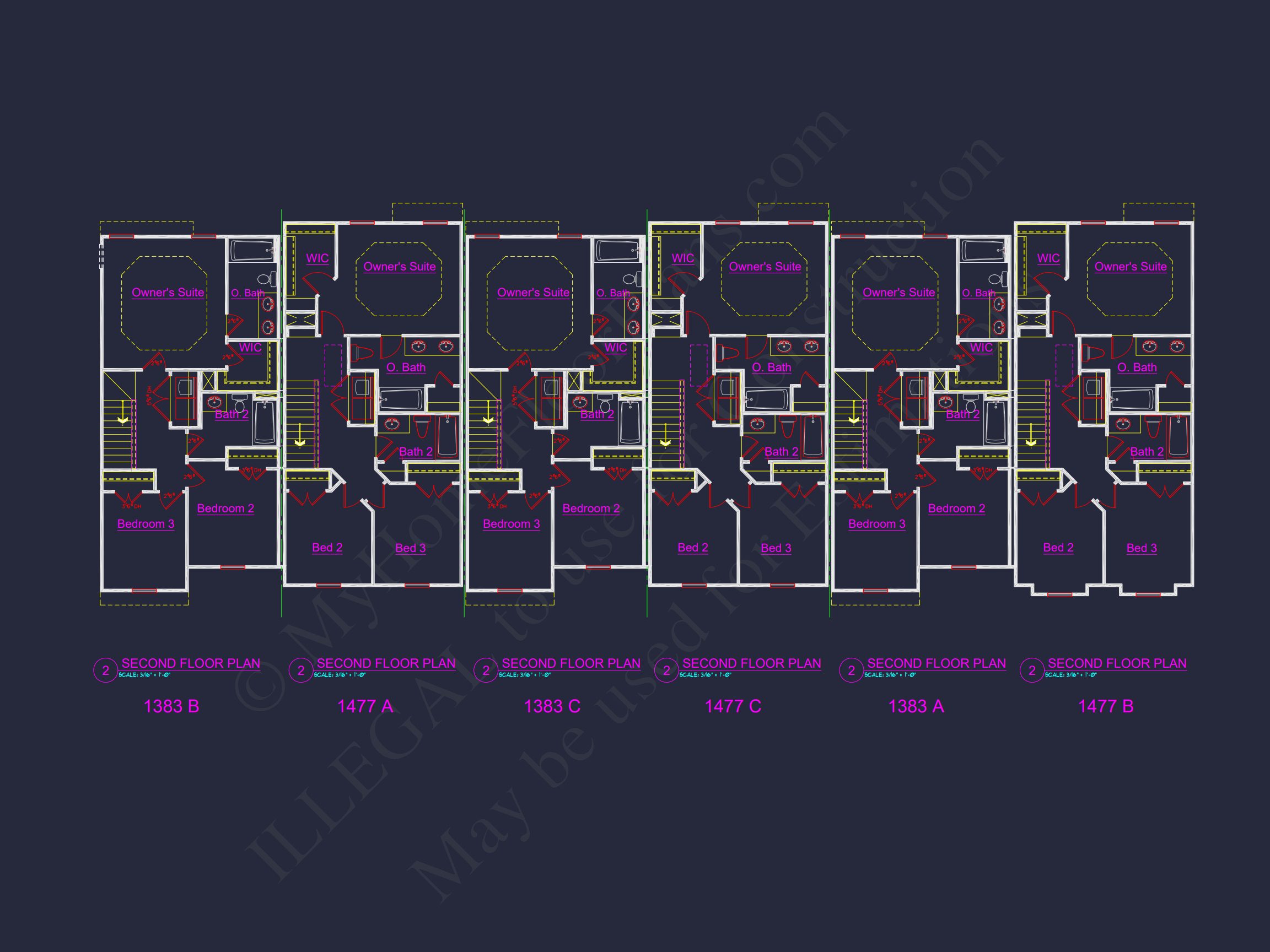 Modern Townhome Plan: Stunning 6-Unit Floor and Design Blueprint