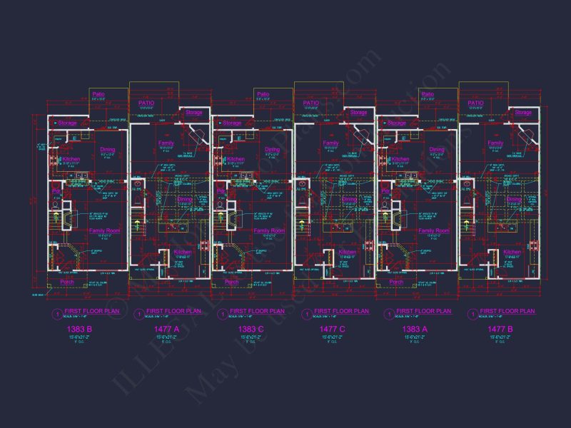 Modern Townhome Plan: Stunning 6-Unit Floor and Design Blueprint