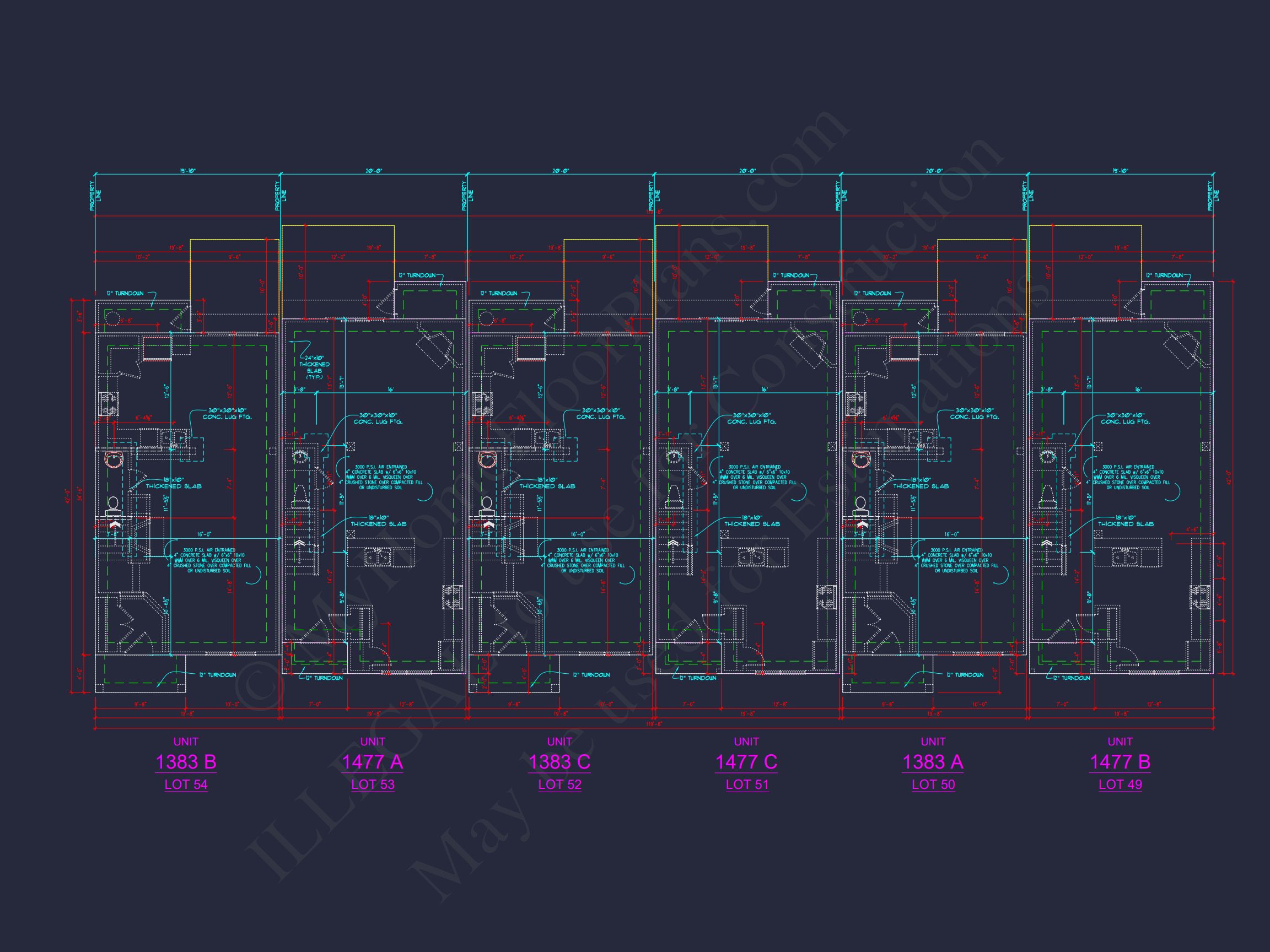 Modern Townhome Plan: Stunning 6-Unit Floor and Design Blueprint