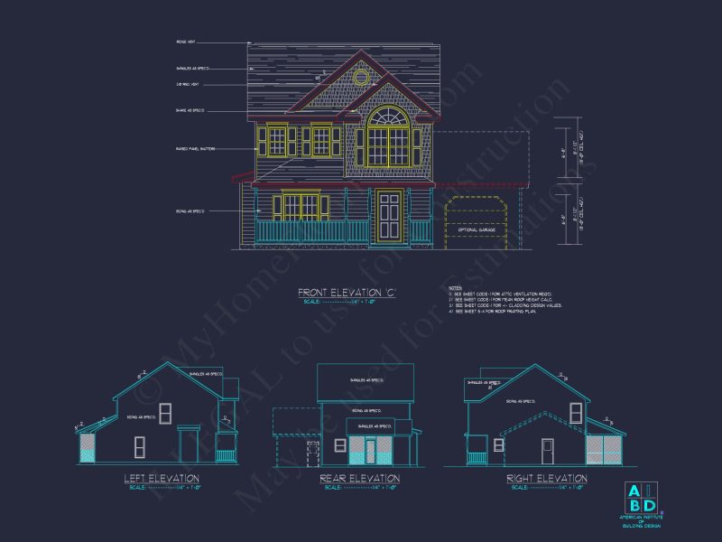 Modern Traditional house Plan with 2-Story CAD Designs