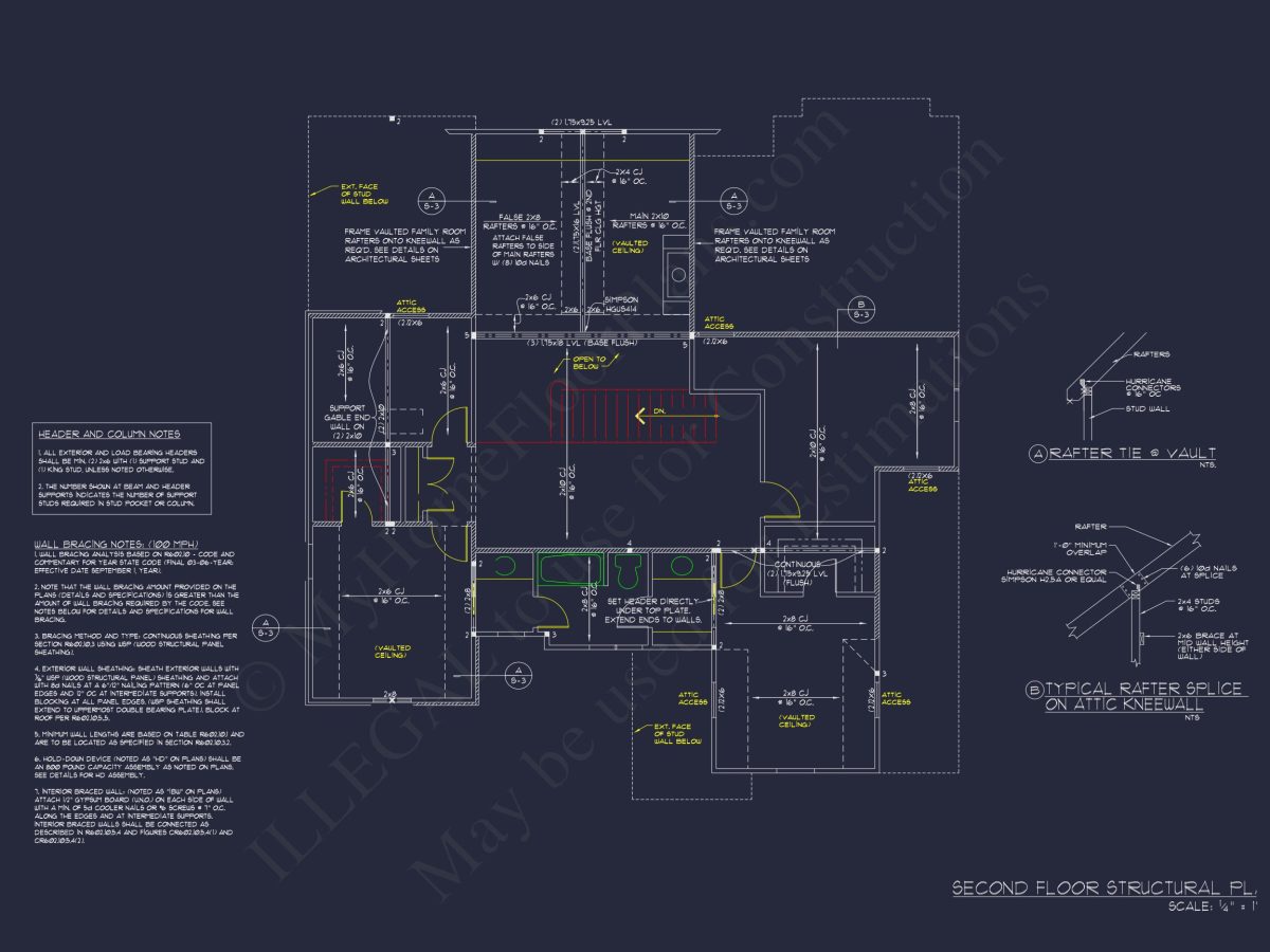 Spacious 2-Story house Floor Plan with 4 Bedrooms and CAD Design