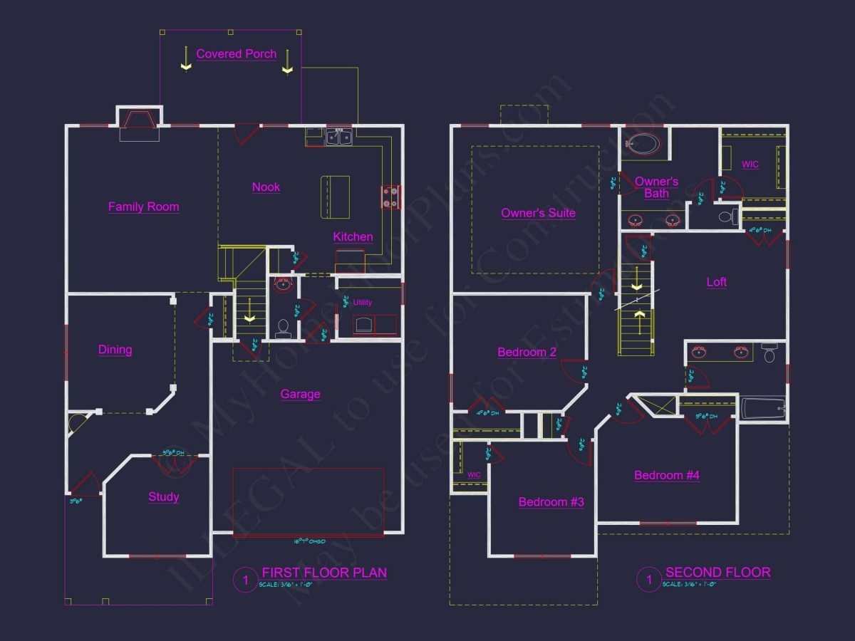 Spacious 2.5-Story house Plan with Open Floor CAD Designs