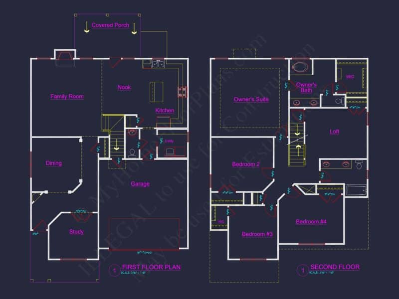 Spacious 2.5-Story house Plan with Open Floor CAD Designs