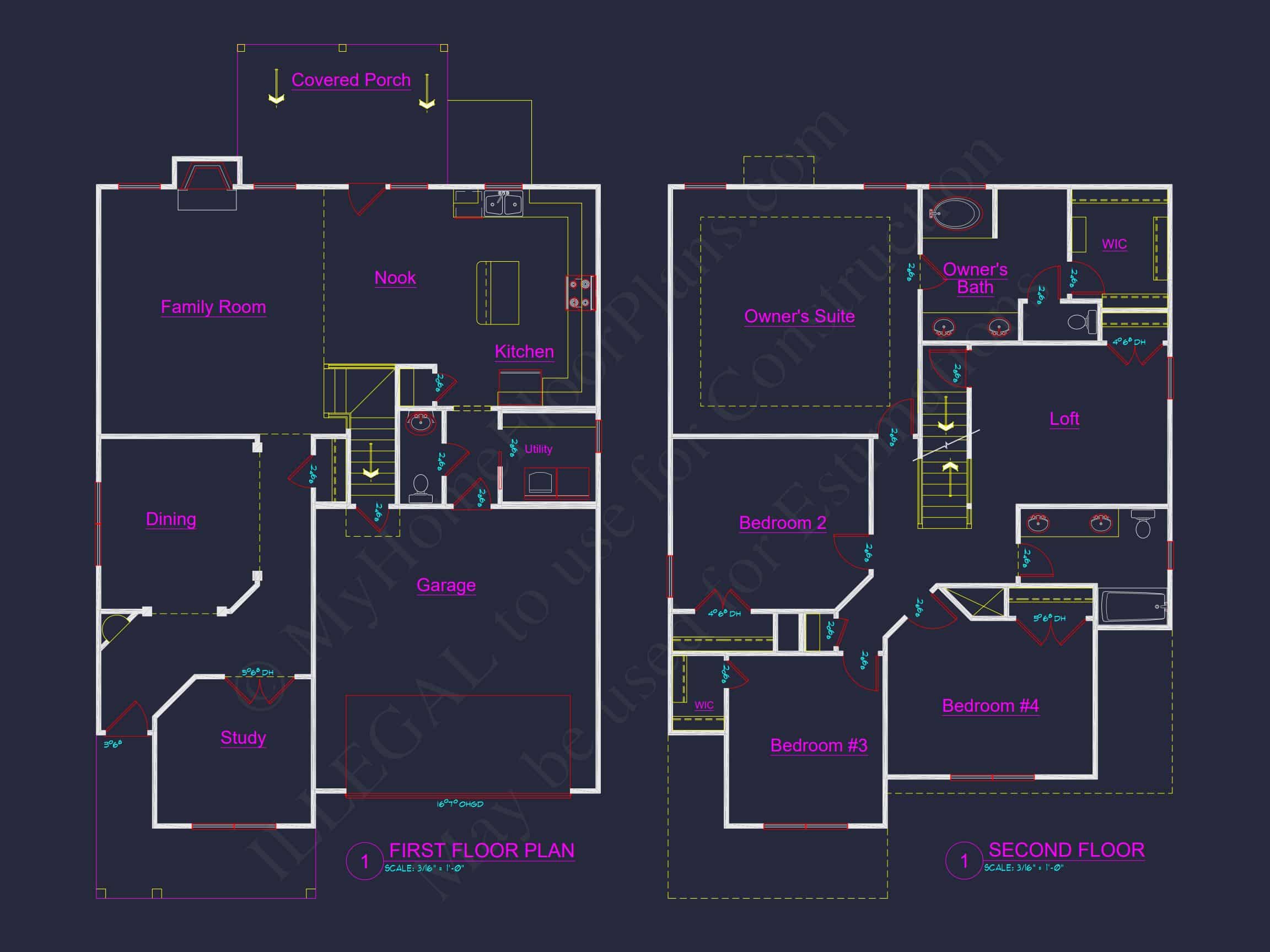 Spacious 2.5-Story house Plan with Open Floor CAD Designs