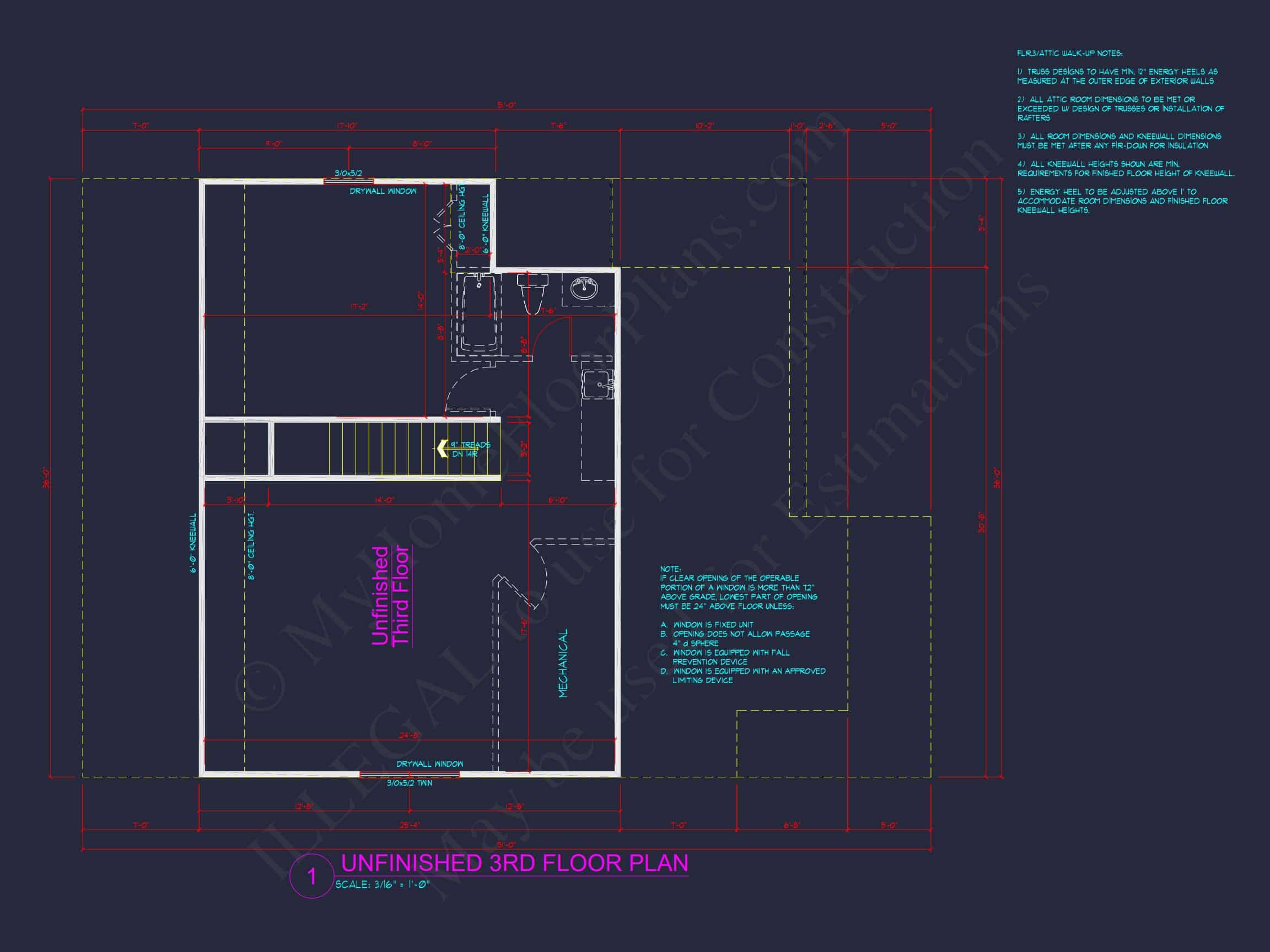 Spacious 2.5-Story house Plan with Open Floor CAD Designs