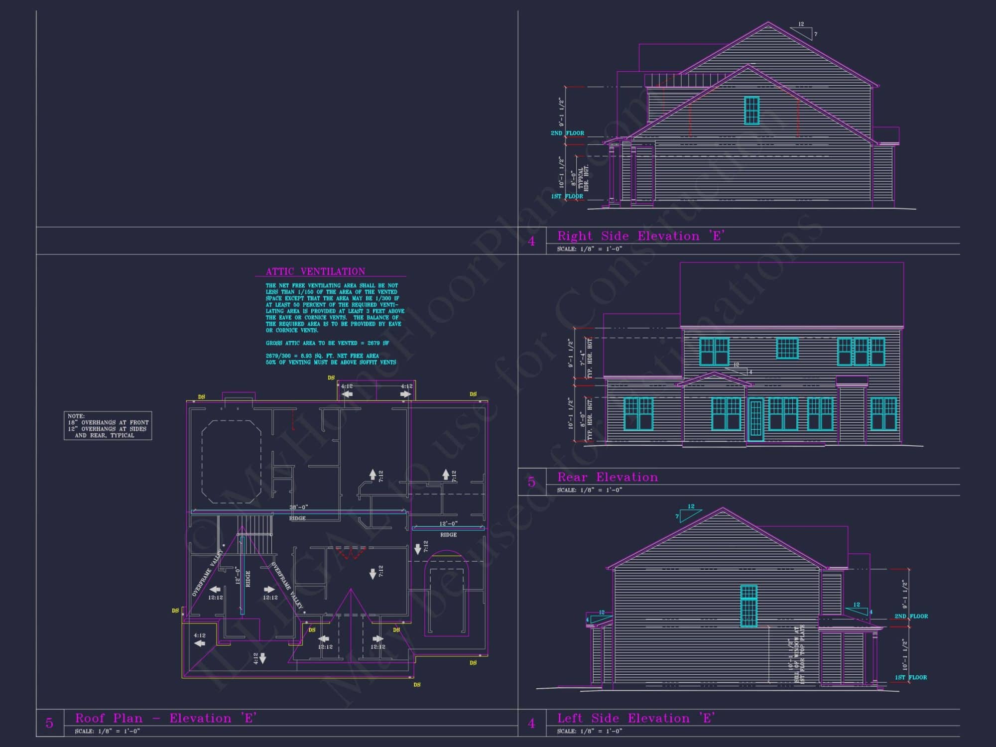 Spacious 3-Story house Plan with 4 Beds, 3-Car Garage & CAD Designs
