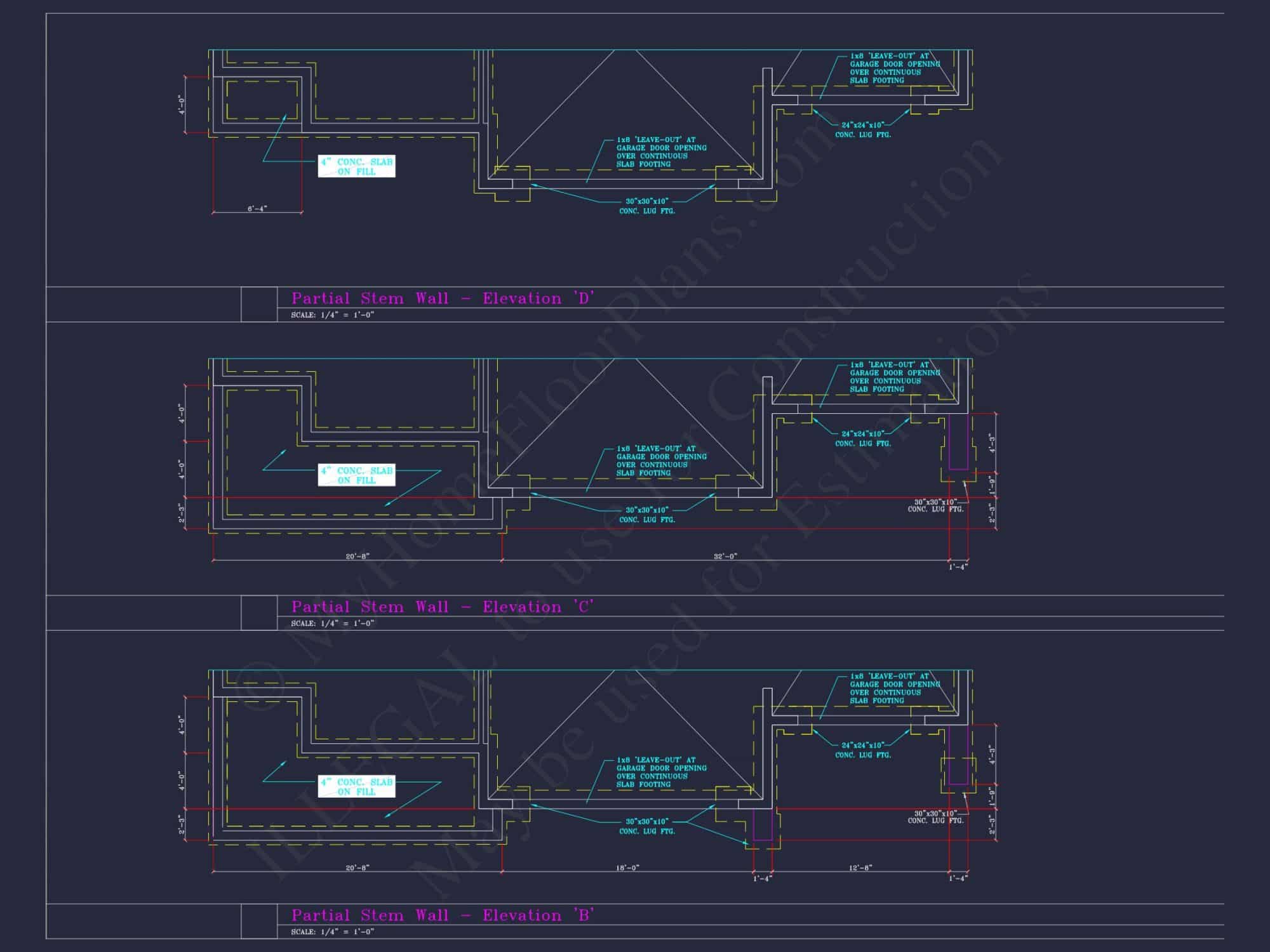 Spacious 3-Story house Plan with 4 Beds, 3-Car Garage & CAD Designs