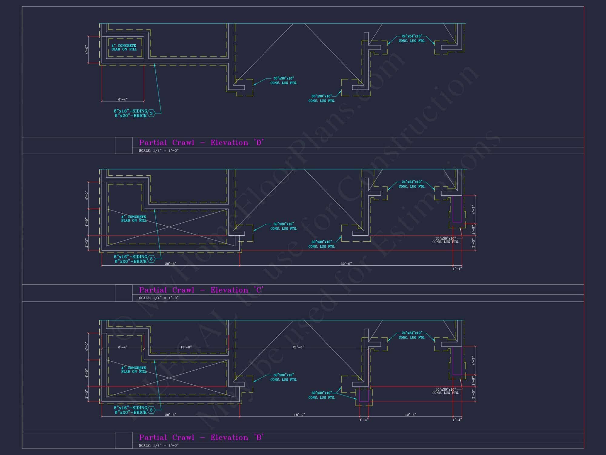 Spacious 3-Story house Plan with 4 Beds, 3-Car Garage & CAD Designs