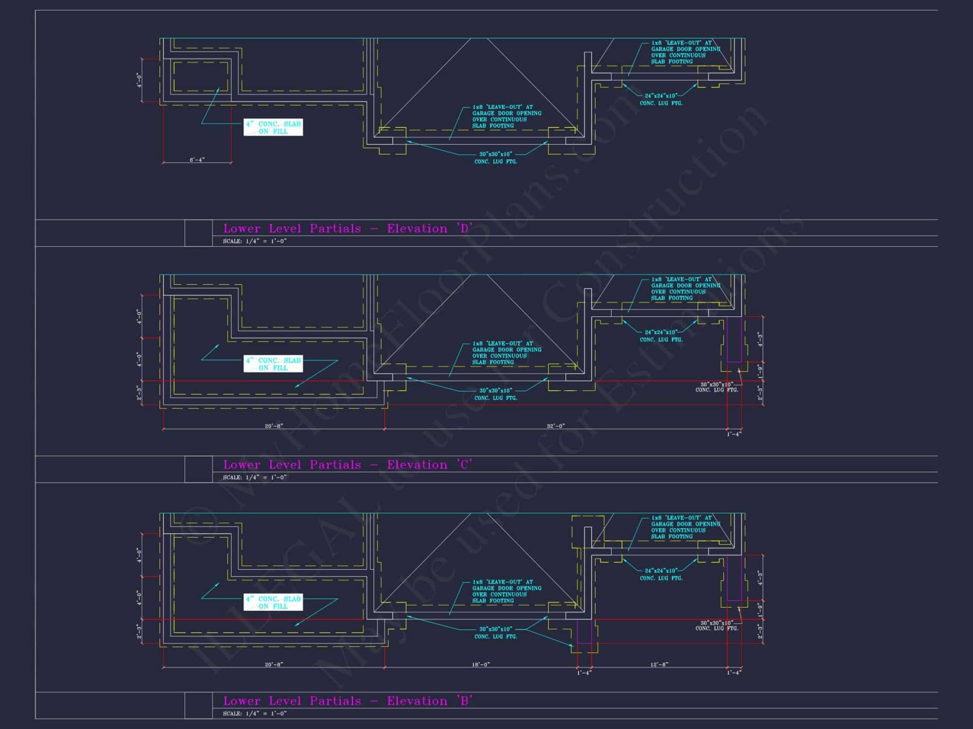 Spacious 3-Story house Plan with 4 Beds, 3-Car Garage & CAD Designs