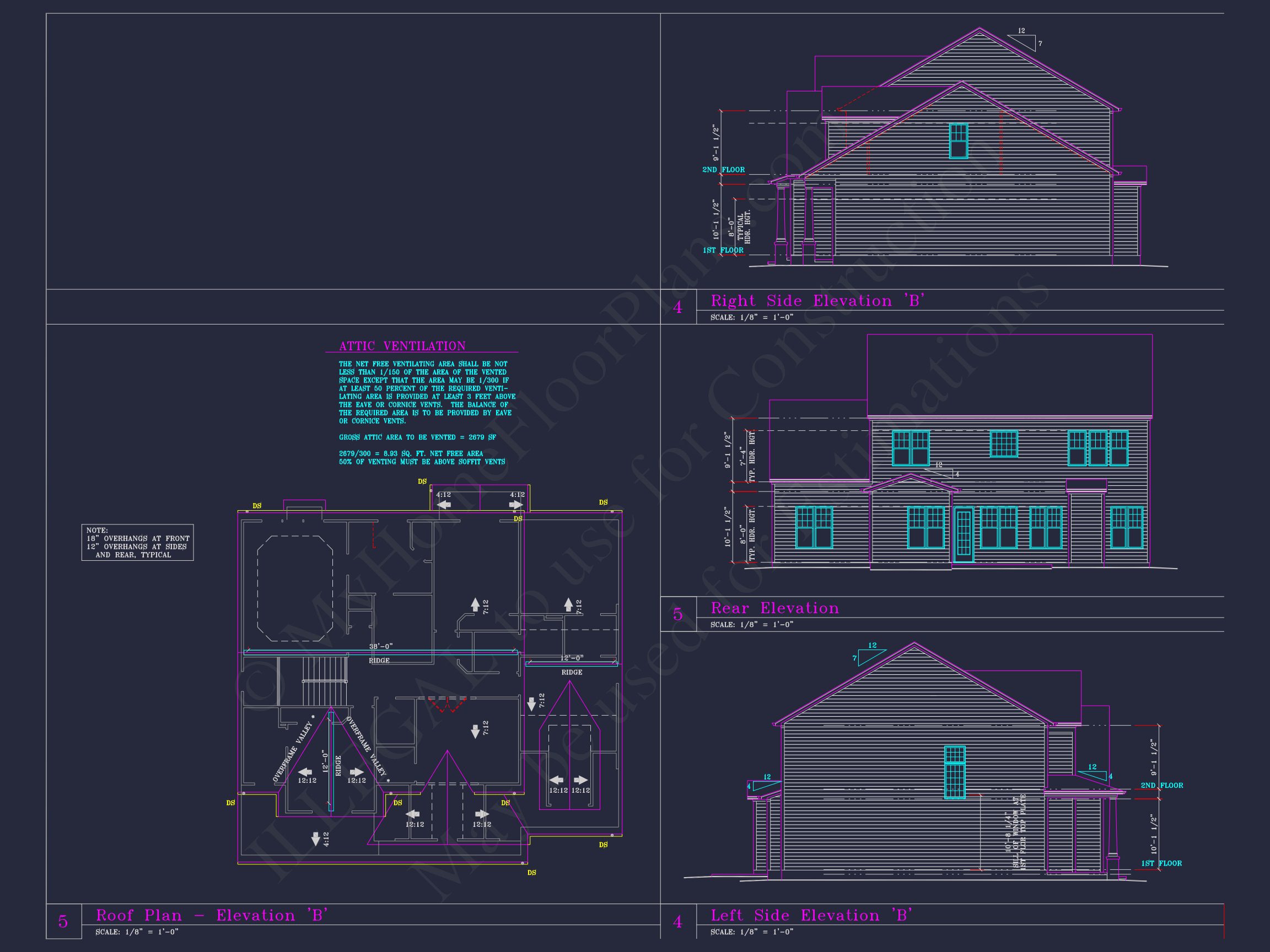 Spacious 3-Story house Plan with 4 Beds,3-Car Garage & CAD Designs