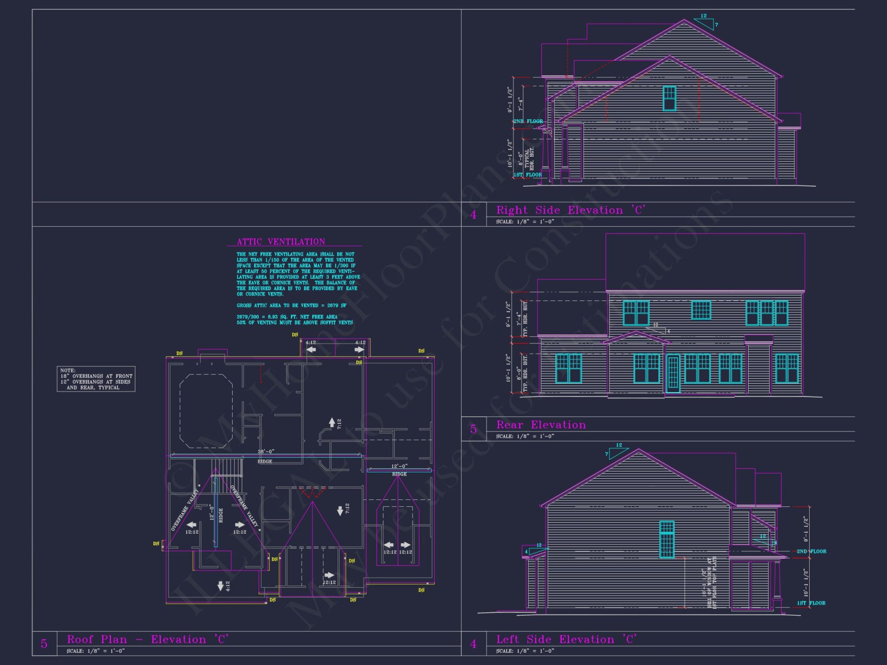 Spacious 3-Story house Plan with 4 Beds, 3-Car Garage & CAD Designs