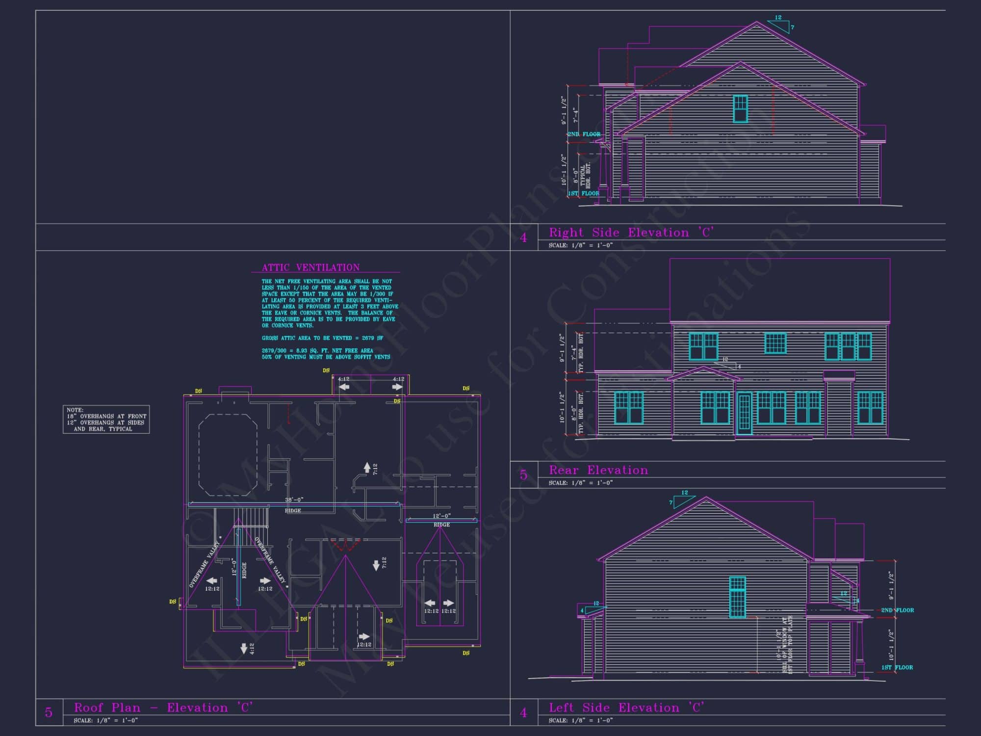 Spacious 3-Story house Plan with 4 Beds, 3-Car Garage & CAD Designs