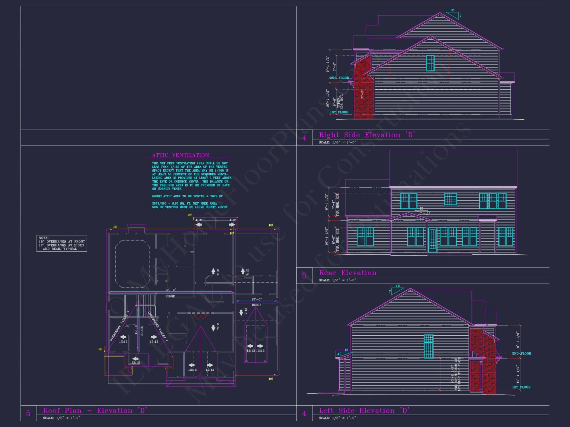 Spacious 3-Story house Plan with 4 Beds, 3-Car Garage & CAD Designs