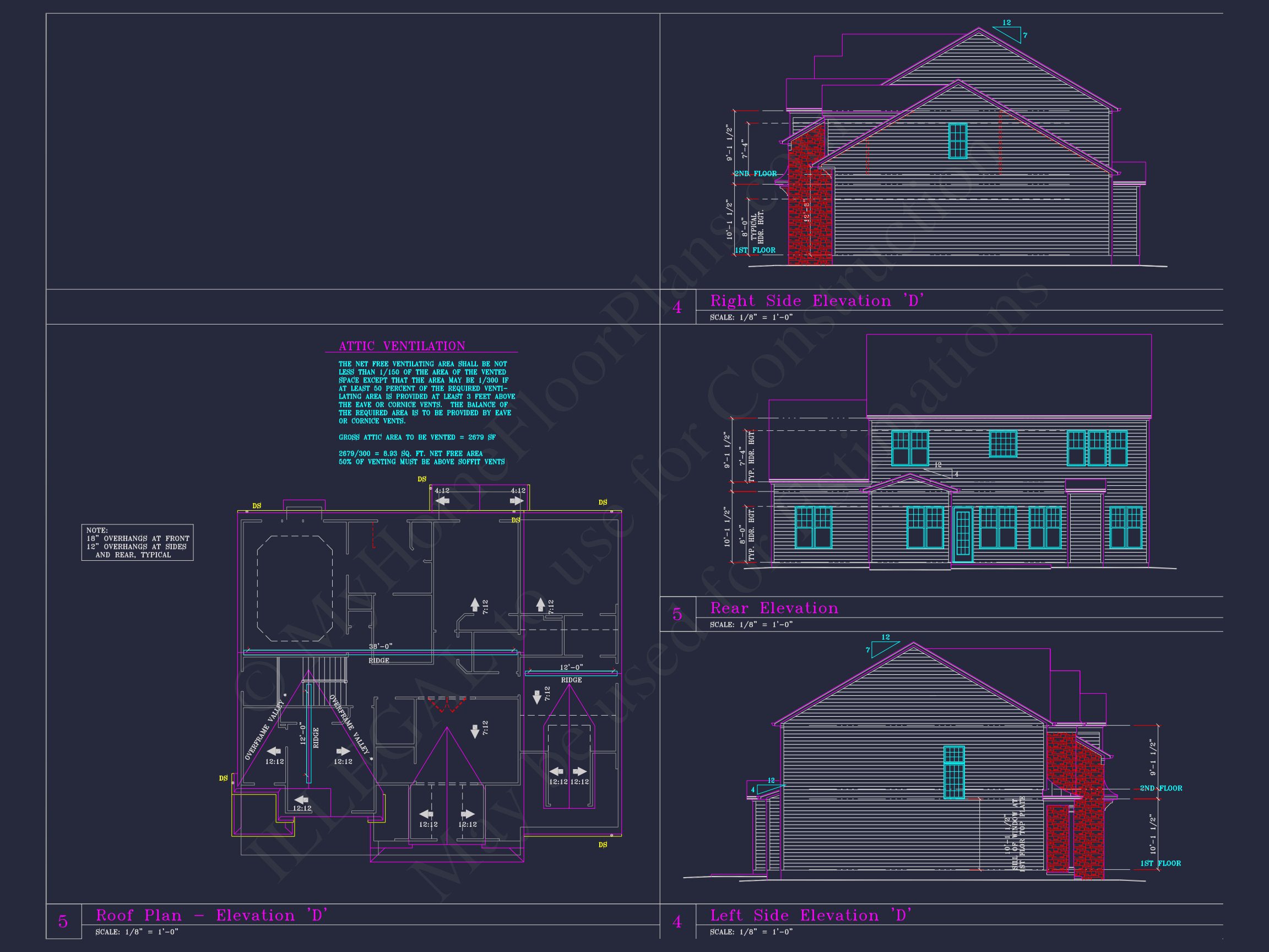 Spacious 3-Story house Plan with 4 Beds,3-Car Garage & CAD Designs