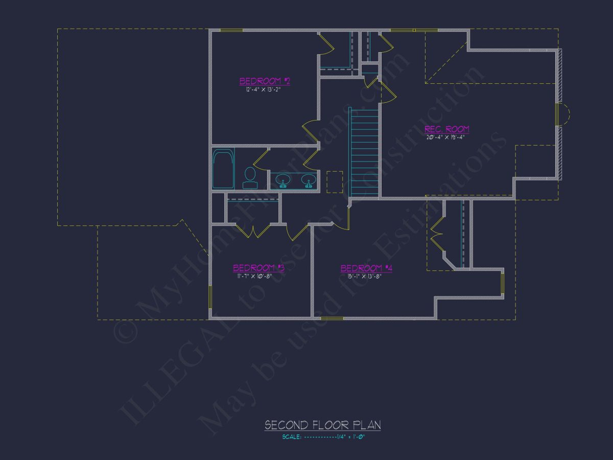 Spacious 4-Bedroom house Plan with CAD Designs and Floor Blueprints