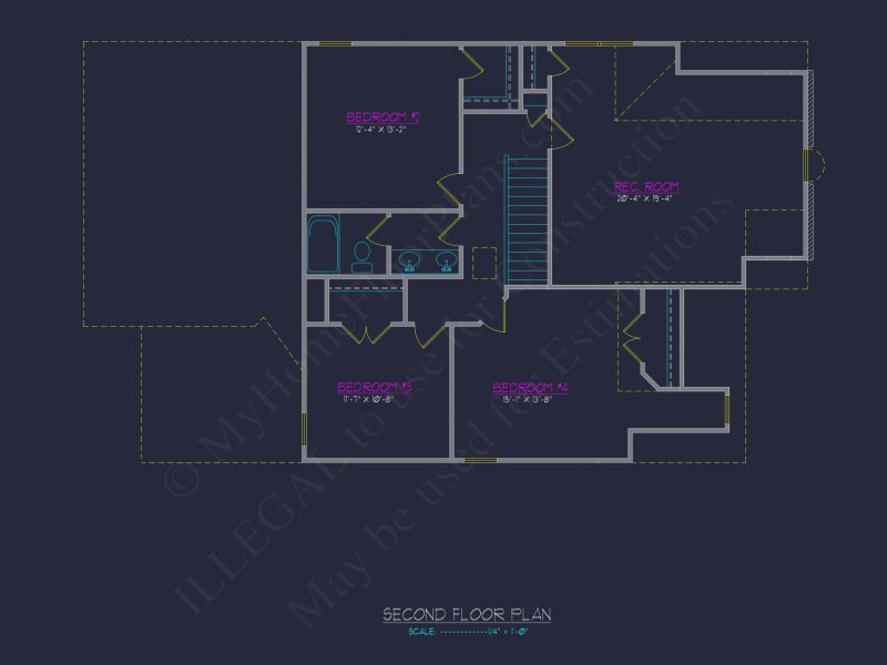 Spacious 4-Bedroom house Plan with CAD Designs and Floor Blueprints