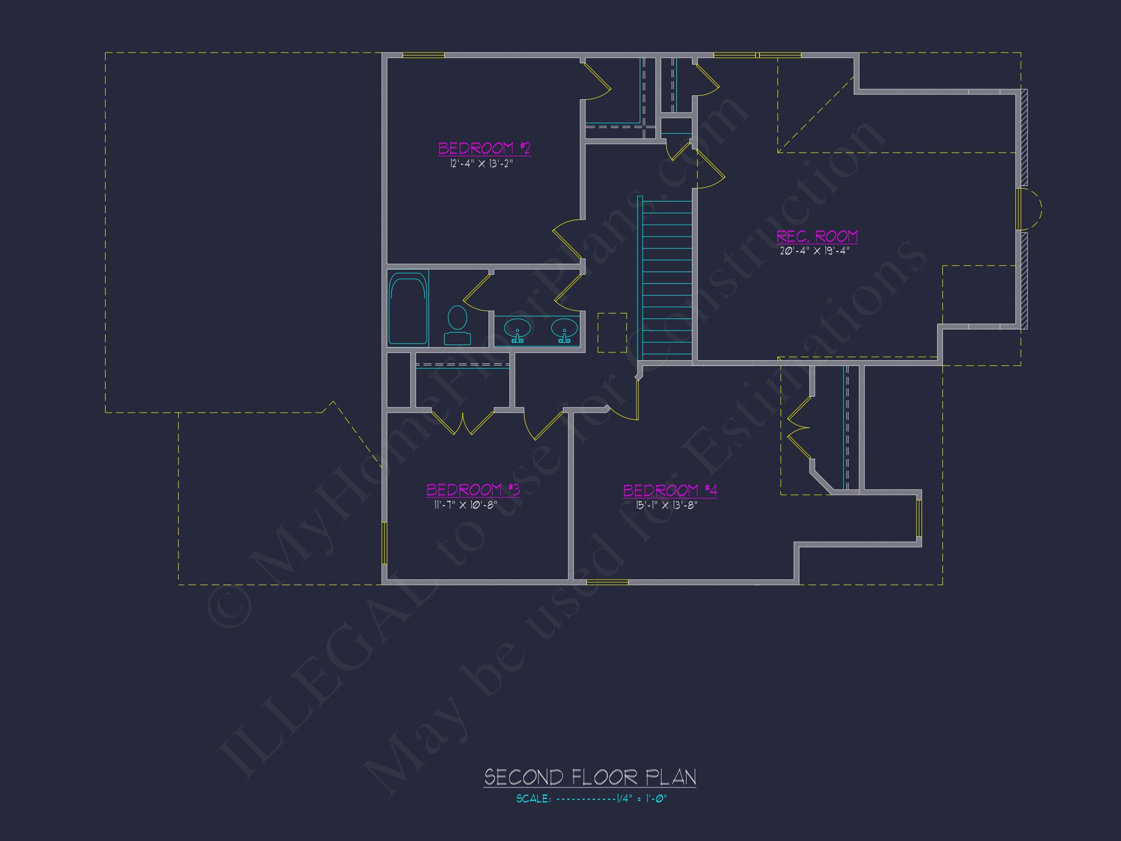Spacious 4-Bedroom house Plan with CAD Designs and Floor Blueprints