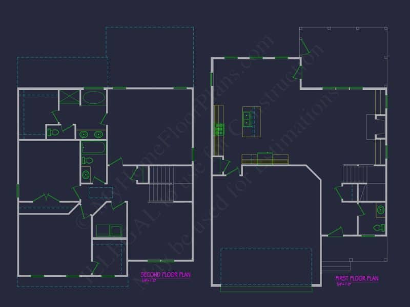 Stunning 2-Story house Plan with Detailed CAD Designs