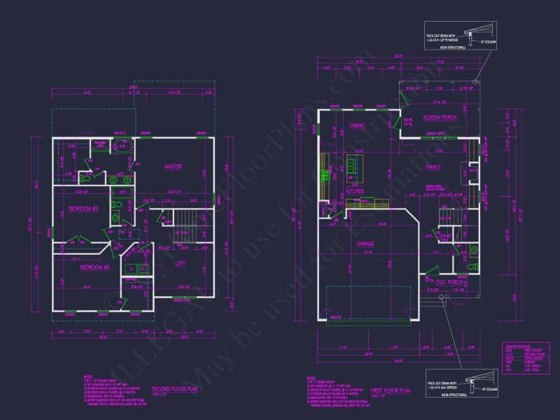 Stunning 2-Story house Plan with Detailed CAD Designs