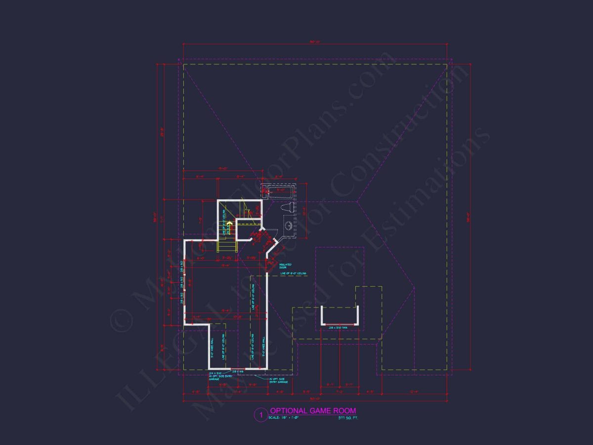 Stunning CAD house Floor Plan with 1.5 Stories and 3 Bedrooms