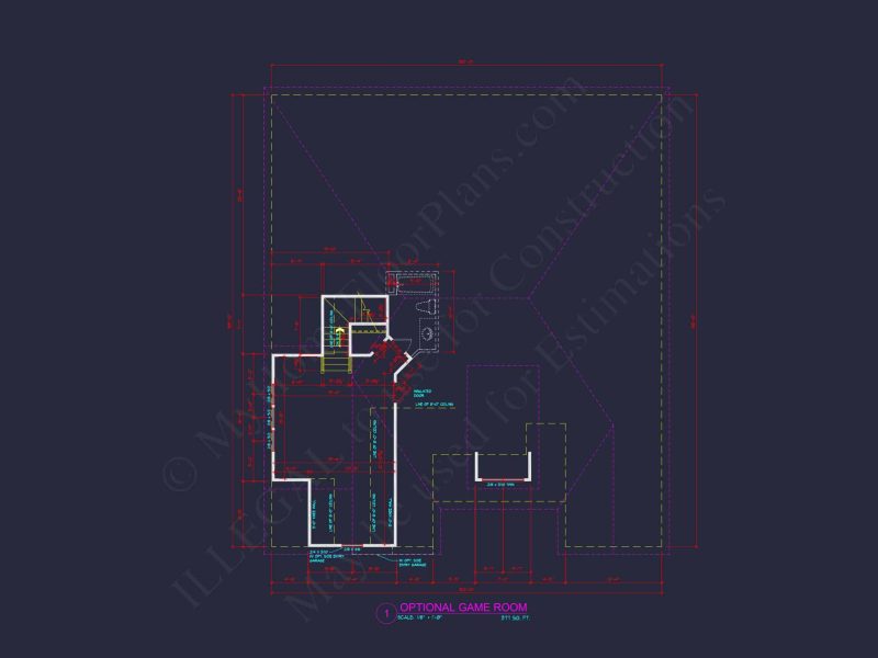 Stunning CAD house Floor Plan with 1.5 Stories and 3 Bedrooms