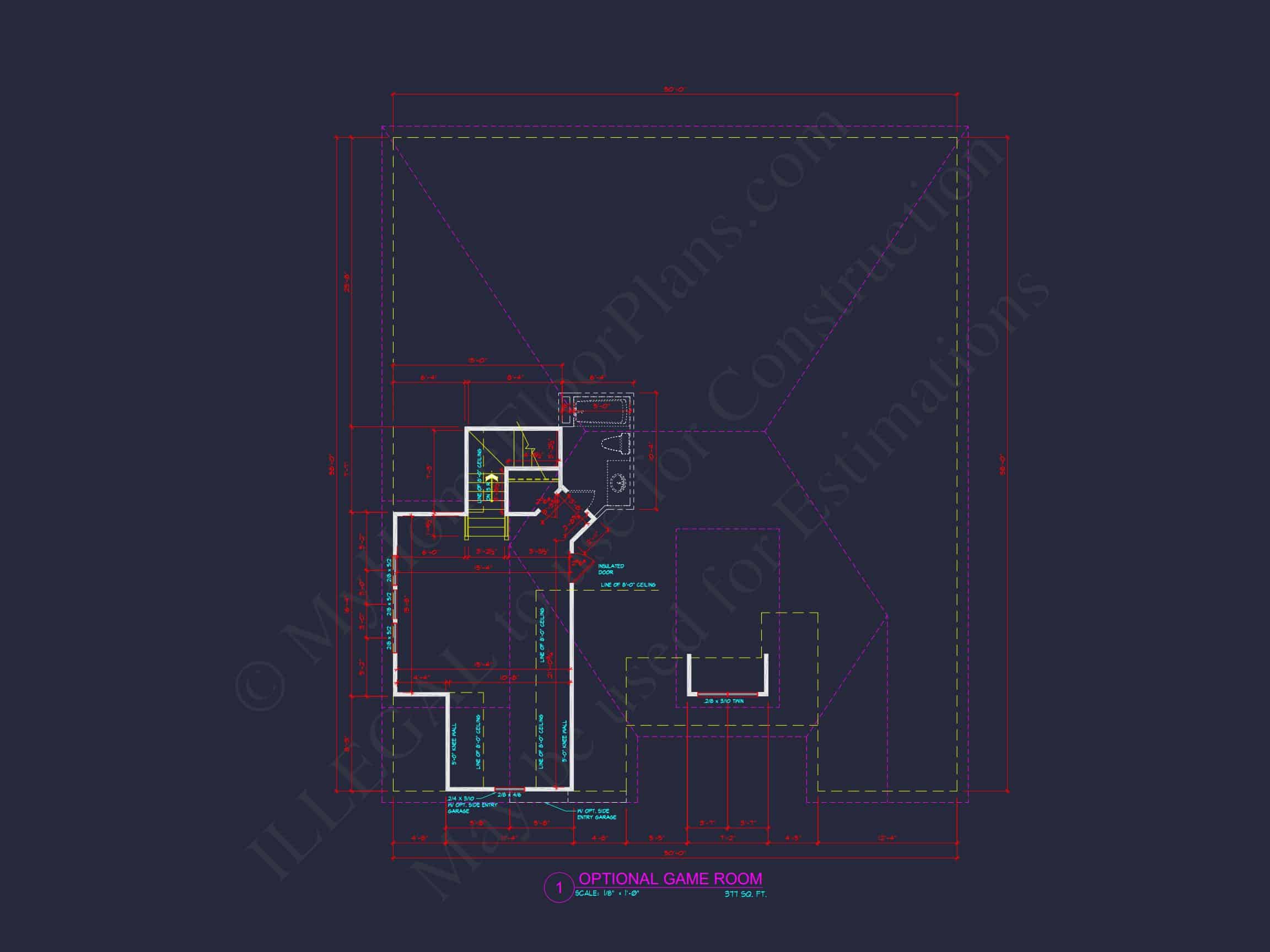 Stunning CAD house Floor Plan with 1.5 Stories and 3 Bedrooms