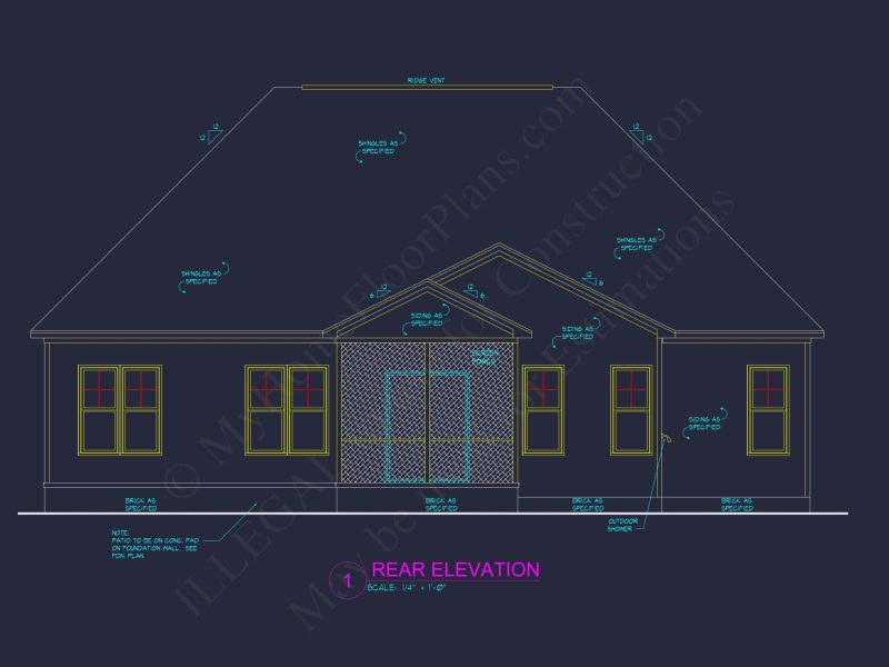 Stunning CAD house Floor Plan with 1.5 Stories and 3 Bedrooms