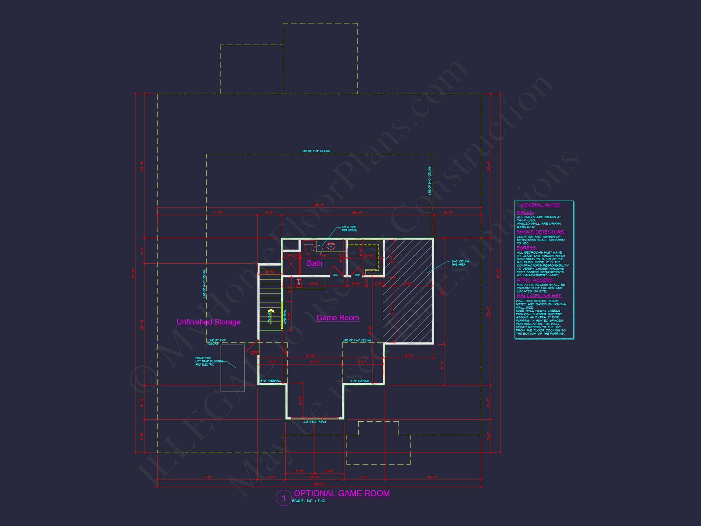 Stunning CAD house Floor Plan with 1.5 Stories and 3 Bedrooms