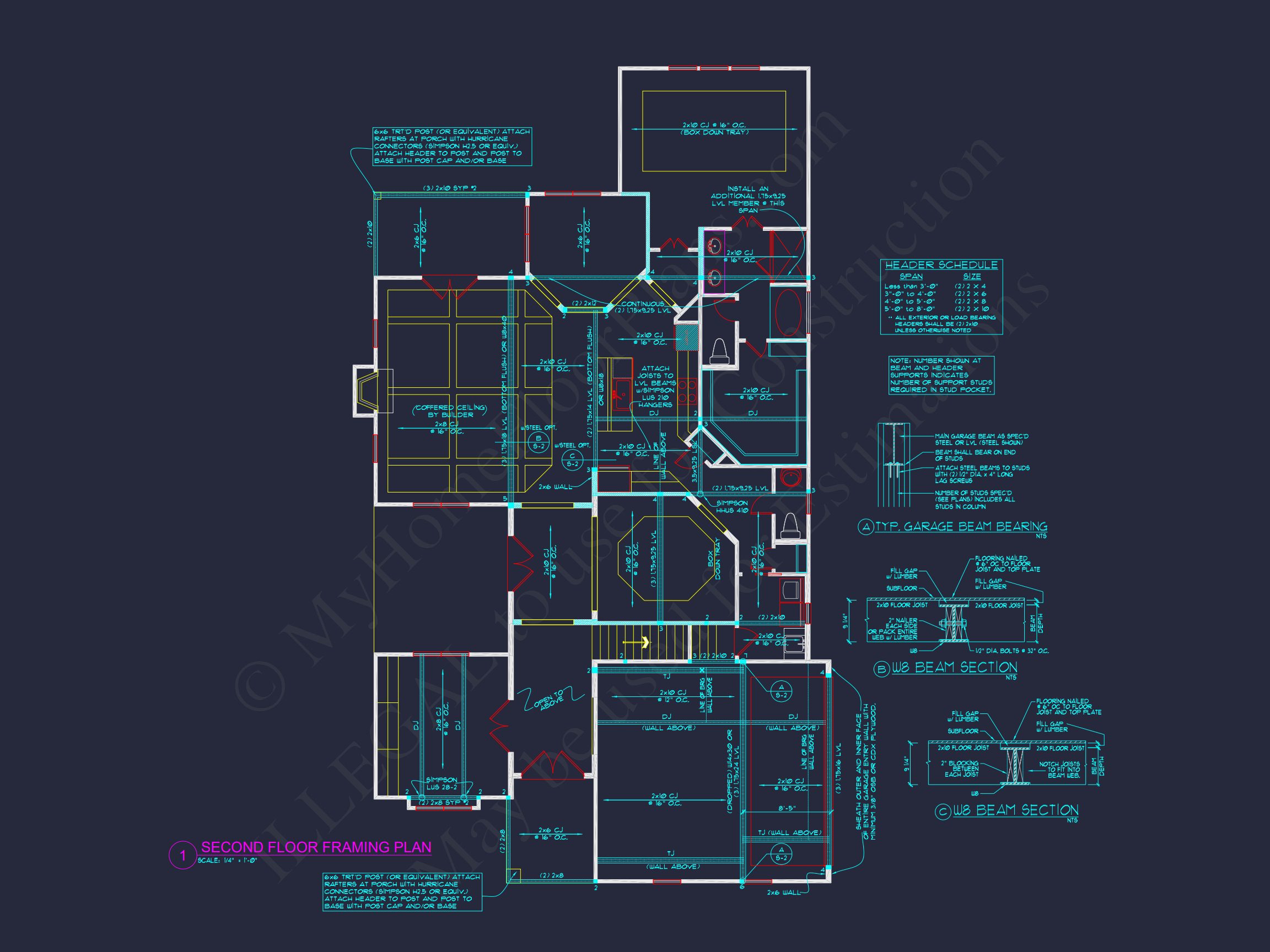 Stylish 2-Story house Plan with 3 Beds,2 Baths & CAD Design