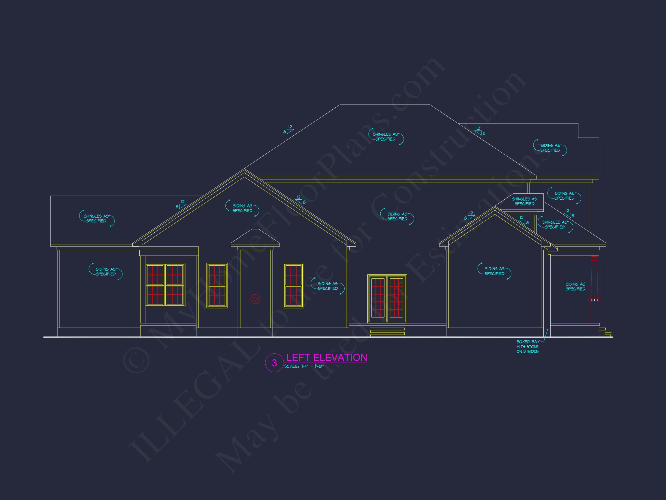 Stylish 2-Story house Plan with 3 Beds,2 Baths & CAD Design