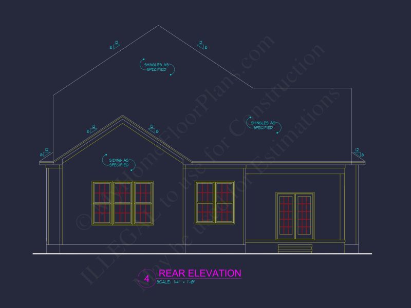 Stylish 2-Story house Plan with 3 Beds, 2 Baths & CAD Design