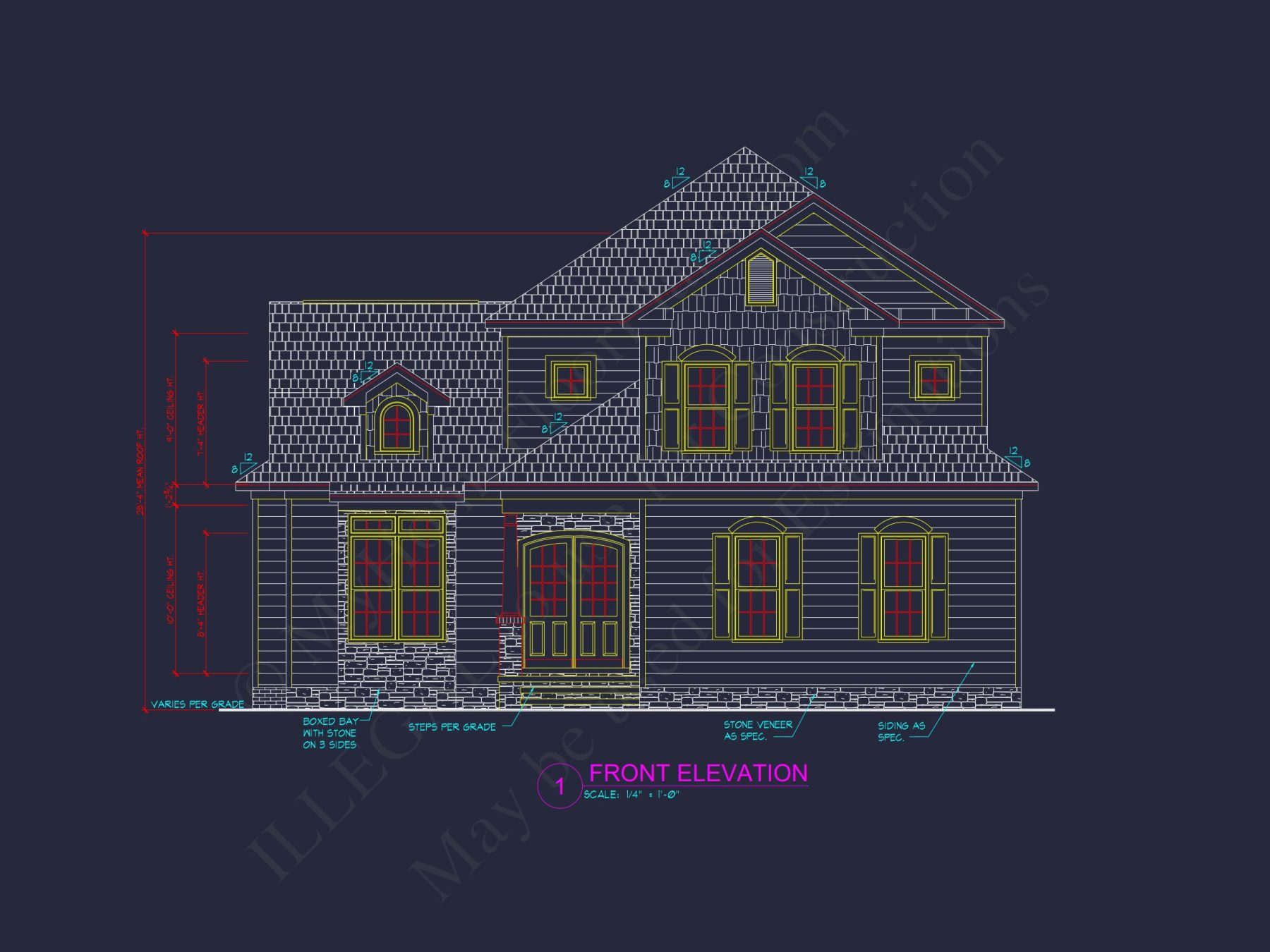 Stylish 2-Story house Plan with 3 Beds, 2 Baths & CAD Design