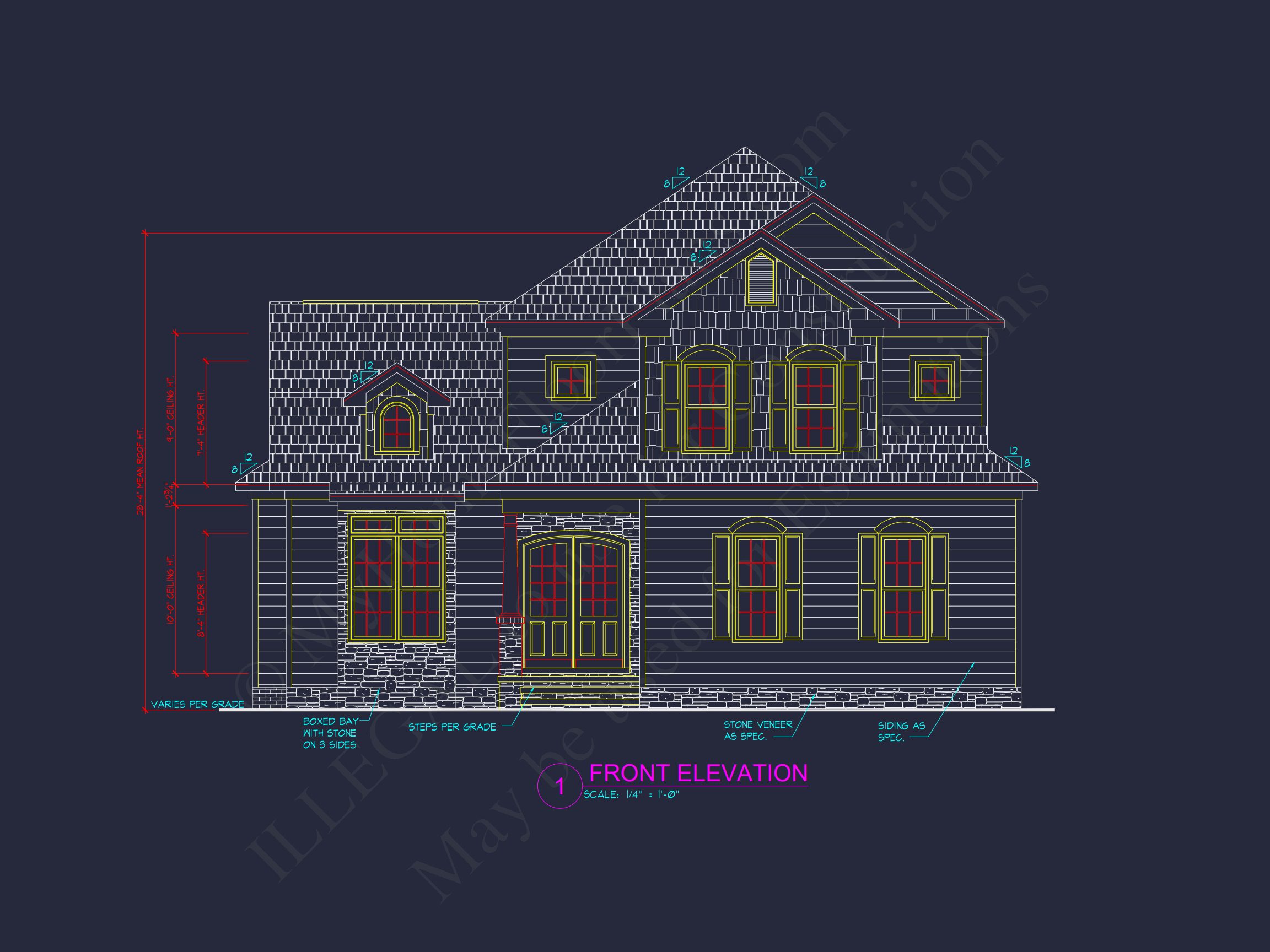 Stylish 2-Story house Plan with 3 Beds,2 Baths & CAD Design