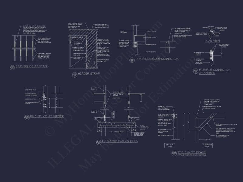 Stylish Beach house Floor Plan with CAD Designs and Blueprint