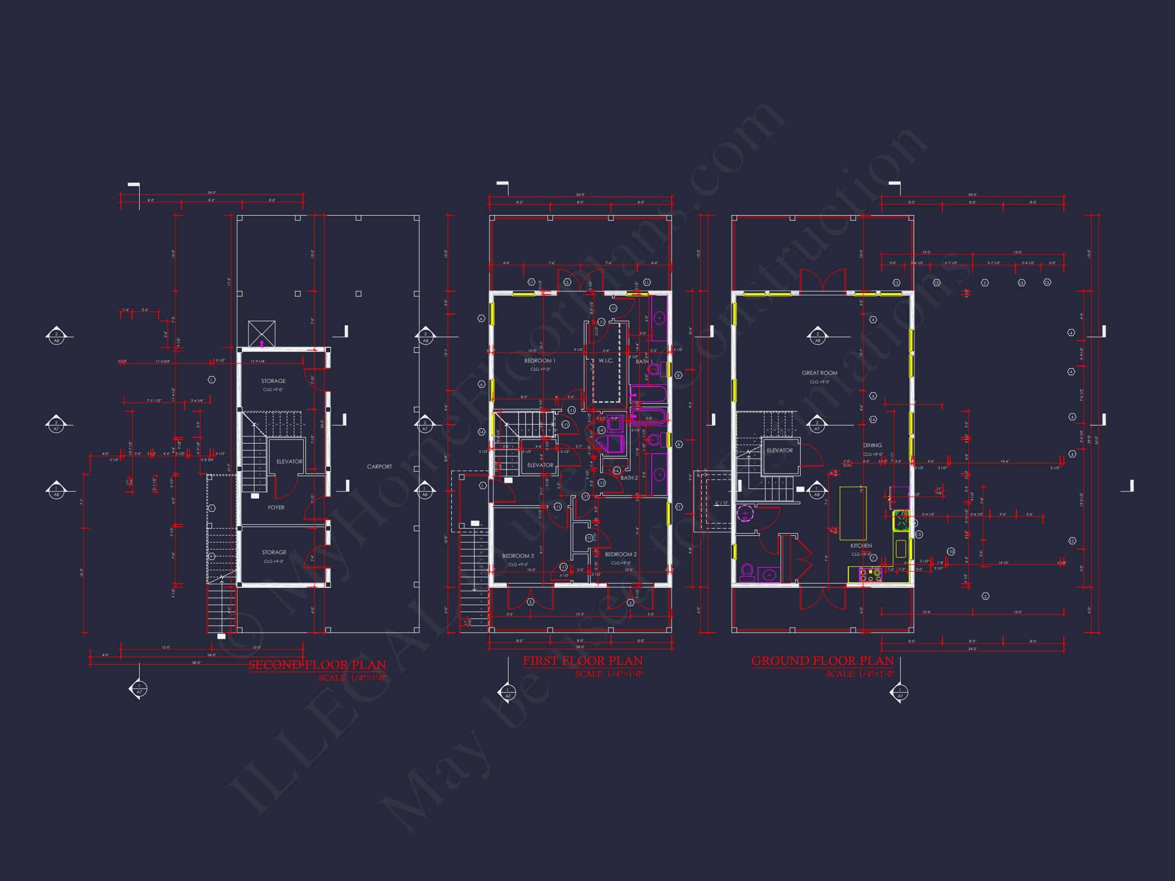 Stylish Beach house Floor Plan with CAD Designs and Blueprint