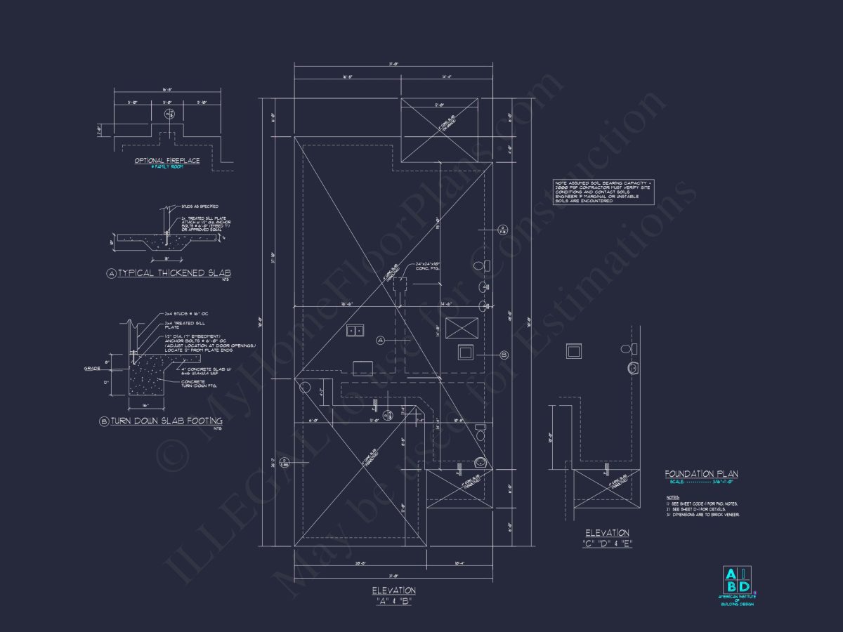 Stylish house Plan: 3-Bedroom CAD Floor Designs & Blueprint