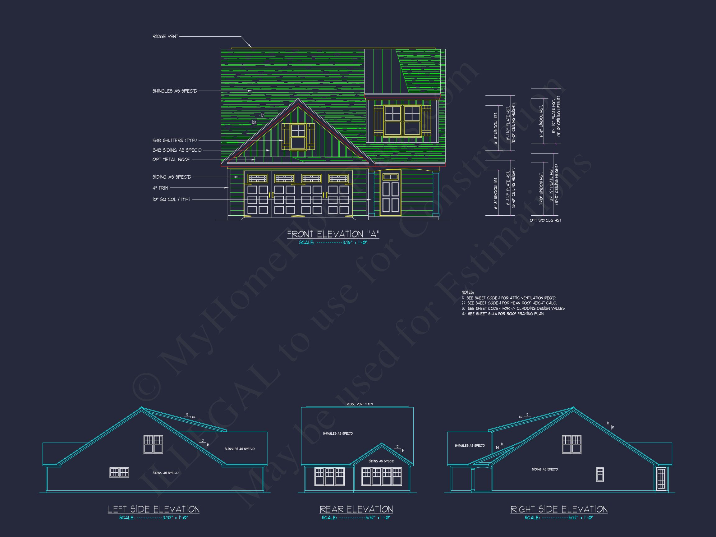 Stylish house Plan: 3-Bedroom CAD Floor Designs & Blueprint