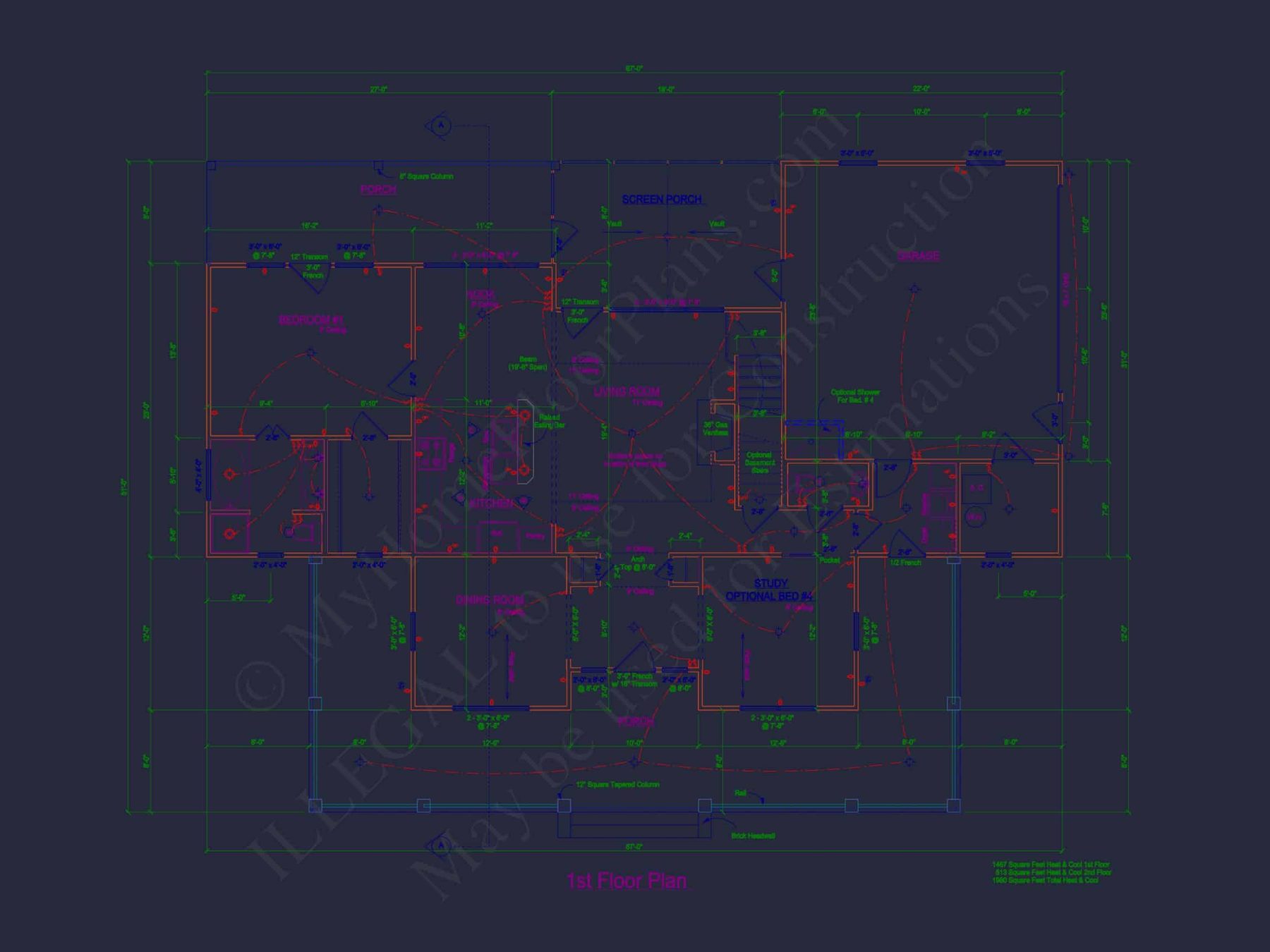 Stylish house Plan with Bedroom Floors, CAD Blueprints, Designs