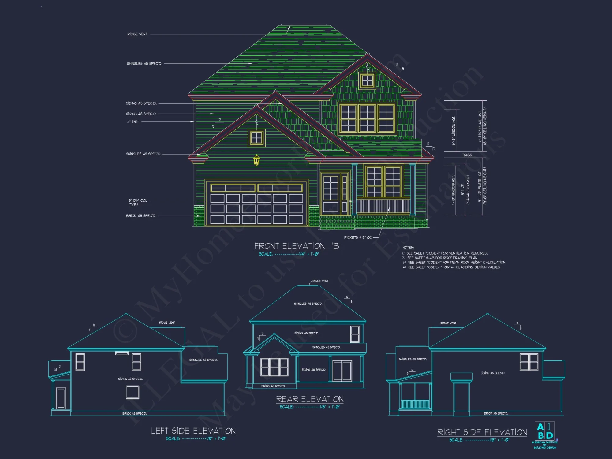 Traditional 2-Story house Plan (2570 Sq Ft) - Blueprints & CAD Files