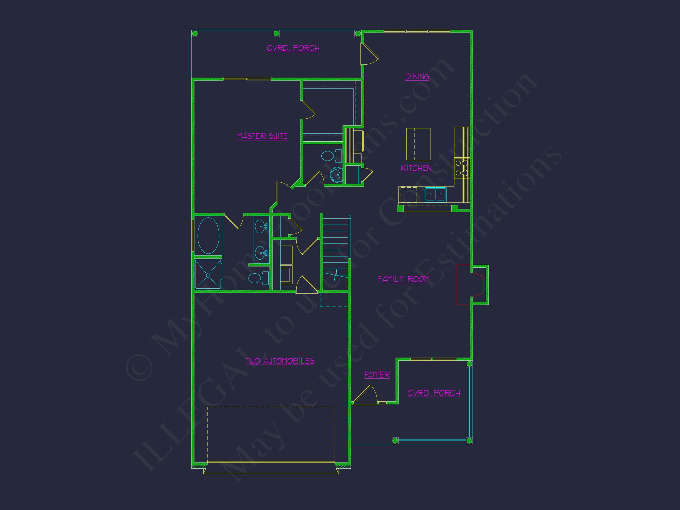 Traditional 2-Story house Plan (2570 Sq Ft) - Blueprints & CAD Files