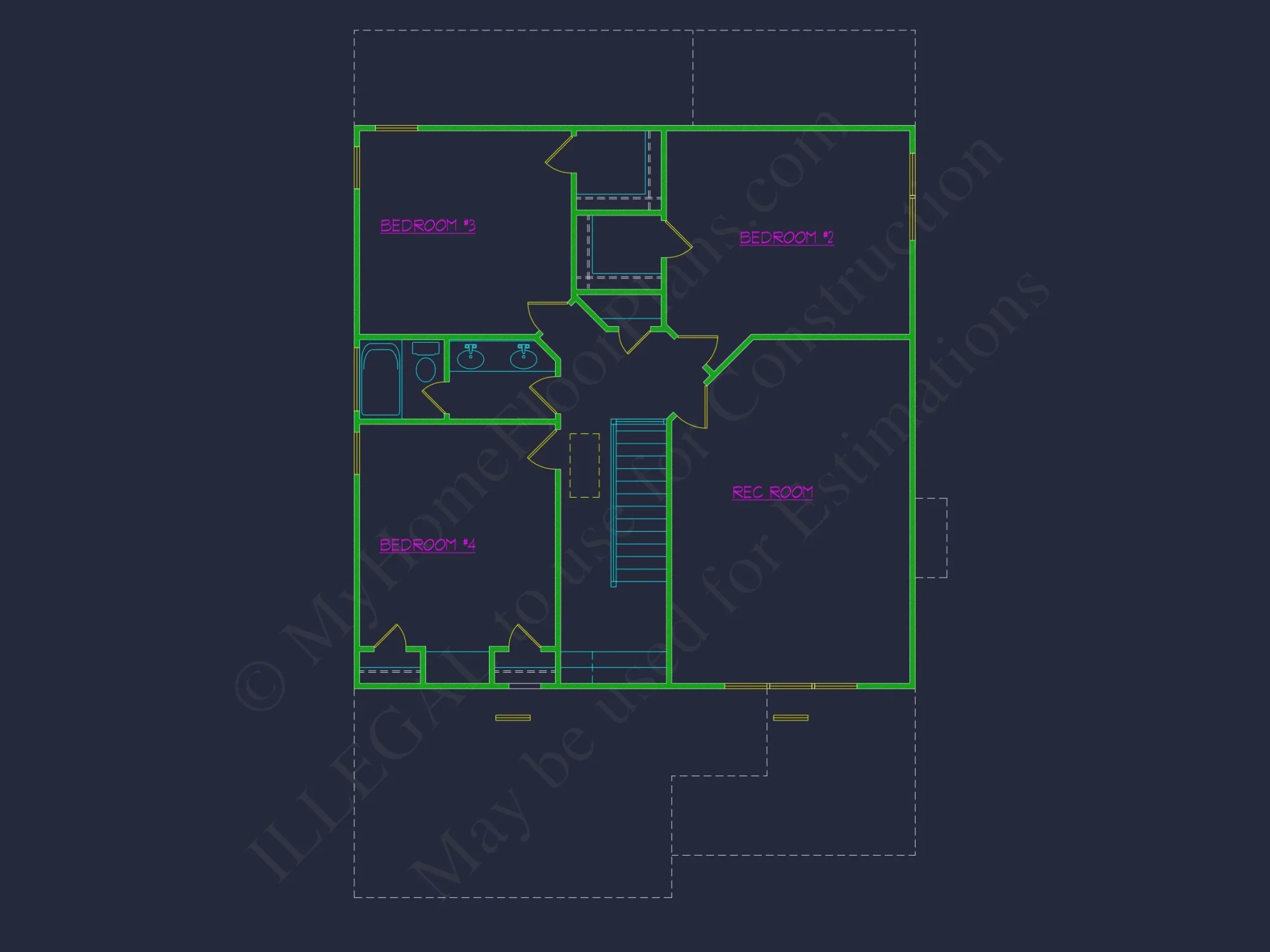 Traditional 2-Story house Plan (2570 Sq Ft) - Blueprints & CAD Files