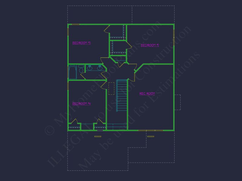 Traditional 2-Story house Plan (2570 Sq Ft) - Blueprints & CAD Files