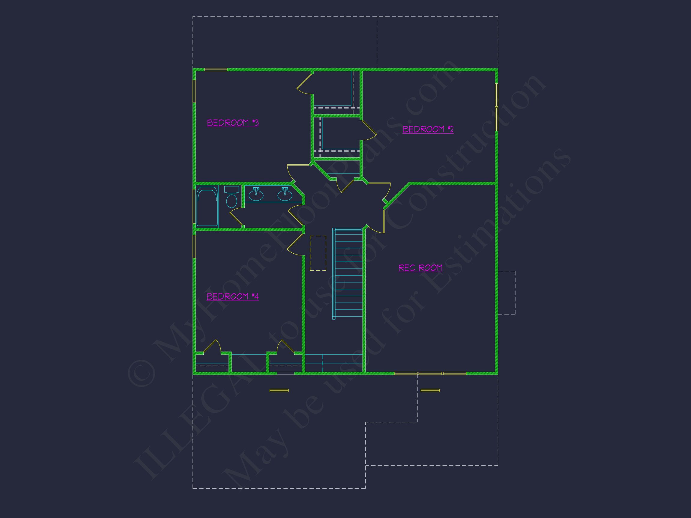 Traditional 2-Story house Plan (2570 Sq Ft) - Blueprints & CAD Files