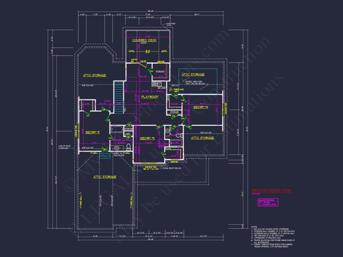 Traditional 2-Story house Plan with 4 Bedrooms and 3-Car Garage