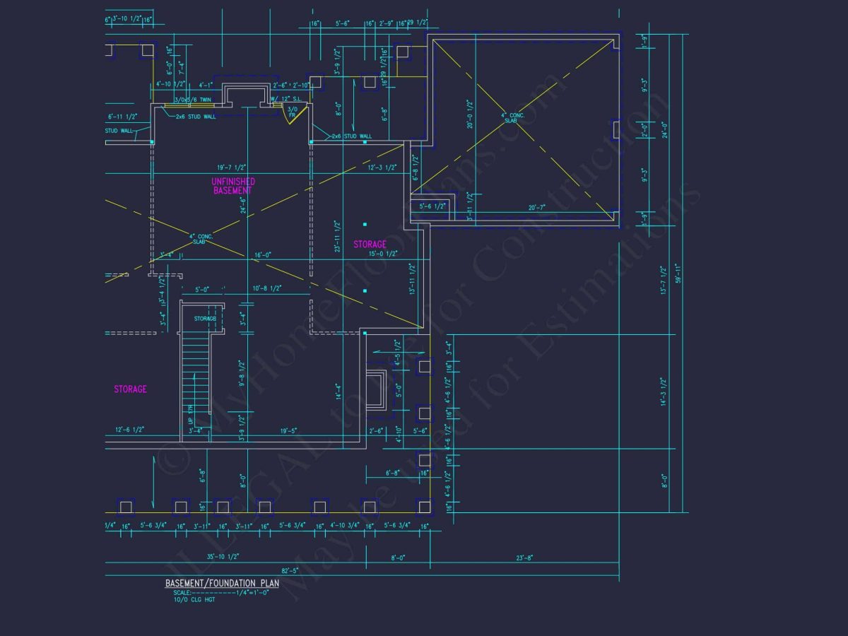 Traditional 2-Story house Plan with 4 Bedrooms and Basement (82'-5"x59'-11")